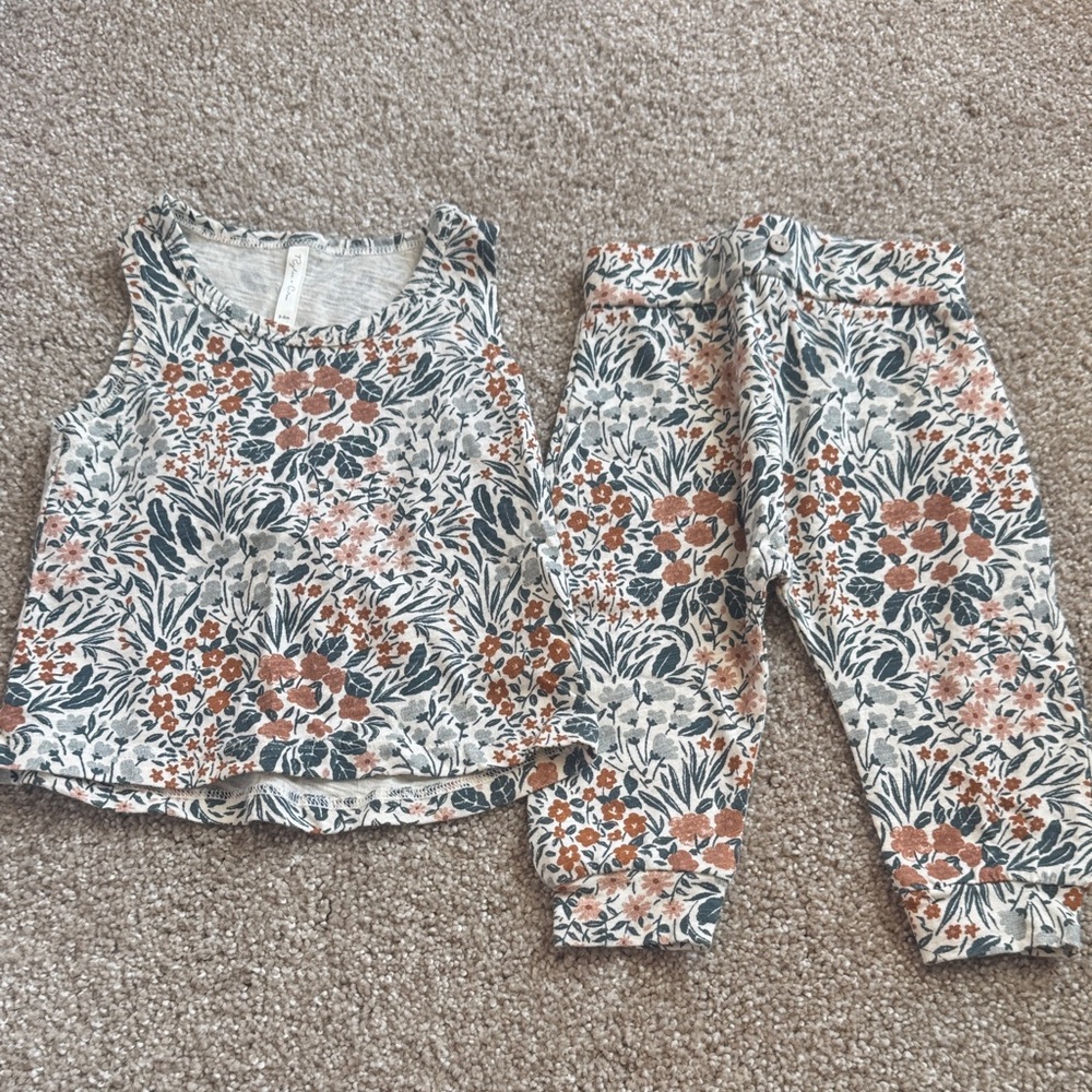 Rylee + Cru Floral Print Set in Blue and Brown